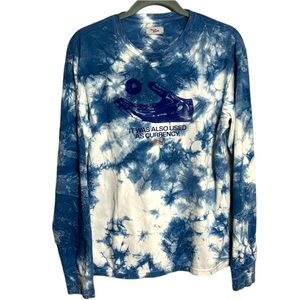 PHILIP HUANG Long sleeve INDIGO tie dye shirt with graphic crew neck tee